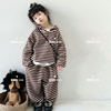 歪歪妞韩国童装儿童洋气，时髦条纹特种面料两件套男女小童宝宝套装