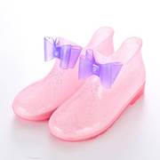 儿童雨鞋女童公主水晶雨靴防滑大童短筒学生水靴蝴蝶结小孩水鞋潮