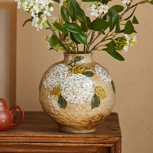 陶美集水培花瓶摆件客厅插花景德镇陶瓷花器中式复古手绘装饰陶罐