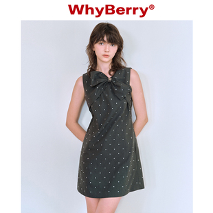whyberry24ss“星的重奏”微a无袖连衣裙不规则蝴蝶结修身裙子女