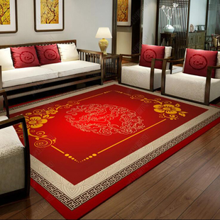 新中式地毯客厅茶几毯现代中国田园风沙发满铺古典禅意书房可水洗