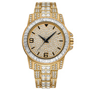 士手表潮流 复古水钻石英时尚女休闲圆形金色金属普通国产腕表