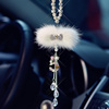 汽车后视镜挂件女士狐狸毛合金镶钻汽车创意装饰珍珠车载装饰