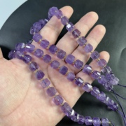纯天然浅紫水晶切面方糖散珠8.5mm半成品约37颗项链手链diy串珠