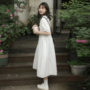 茉语家2023夏季白色娃娃领连衣裙收腰显瘦法式裙子女初恋裙