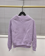 拉家2023秋冬季女士毛衣，时尚宽松一字领内搭淡紫色，保暖套头针织衫
