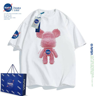 NASA联名暴力熊儿童装短袖t恤女童男童纯棉夏装一家三四口亲子装