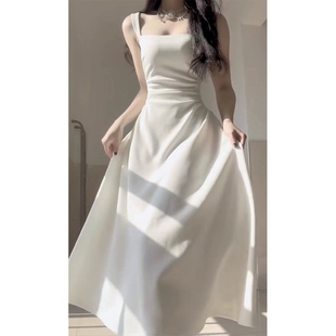 裙子女夏季2024吊带长裙高级感法式公主裙白色气质连衣裙