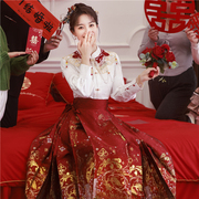 新中式国风红色织金马面裙套装2024新娘云肩衬衫敬酒服小个子