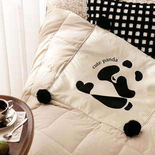 熊猫花花客厅沙发抱枕靠枕被车载毯子二合一办公室午休毯空调