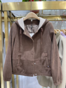 韩版连帽艾尔菲洋24a-a130秋季中年妈妈，纯色长袖短款外套