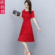 雪纺连衣裙女夏装2022年网红减龄时尚气质设计感小众露肩裙子