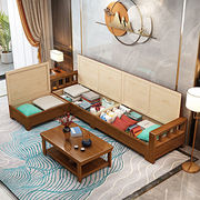 速发欧实木沙发，组合贵妃转角新中式沙发，约客厅小户型