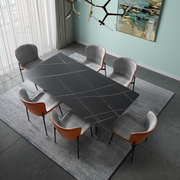 意式极简餐椅家用北欧轻奢高级拼色餐桌椅时尚简约现代软包靠背椅