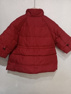 羽绒服酒红色宽松中长款3-6岁女童鸭绒冬季保暖