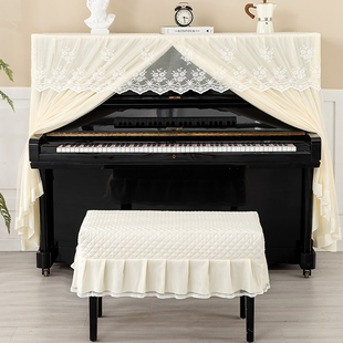 小清新钢琴全罩网格蕾丝防尘罩美式现代简约高档钢琴罩盖布防尘套