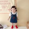 韩版女婴儿夏季牛仔背带裙套装宝宝短袖上衣背心裙洋气女童两件套