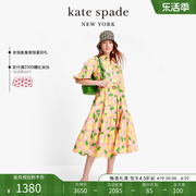 kate spade ks 柠檬印花衬衫连衣裙多巴胺收腰女士夏设计感时尚