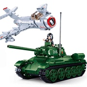 中国积木军事场景士兵人仔武器玩具MOC坦克飞机堡垒拼装积木模型