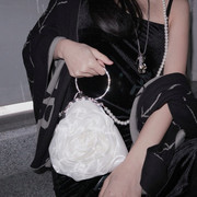 复古珍珠手拎晚宴包2023花朵，包包女宴会包仙女(包仙女)斜挎手提包小包