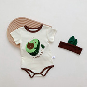 网红婴儿夏装牛油果宝宝造型衣幼儿三角哈衣纯棉9个月宝宝连体衣