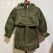 LeeL434093KD8FX女士冬休闲中长款连帽军绿色保暖羽绒服