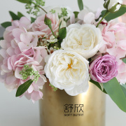 定制仿真花假花客厅装饰花玫瑰绣球花束陶瓷花瓶组合餐桌茶几花艺