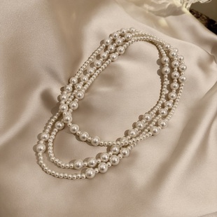 超长款珍珠项链女2023毛衣，链高档大气锁骨，链轻奢颈链配饰
