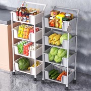 厨房置物架落地多层塑料收纳架子多功能放零食果蔬菜篮小推车储物