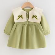 洋气公主裙新款宝宝休闲女童长袖韩版连衣裙春秋季娃娃翻领2025裙