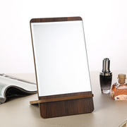高清单面台式化妆镜 高档木质镜子 方形简易梳妆镜 便携随身镜子