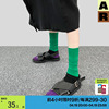 AR毛毛虫凹凸中筒袜女撞色拼接绿色袜堆堆袜a线设计线AlmondRocks