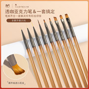 日式美甲工具笔透明杆光疗笔，套装彩绘拉线笔新手画花晕染渐变笔刷
