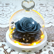 爱心玻璃罩永生花成品摆件玫瑰花真花礼盒情人节女友创意生日