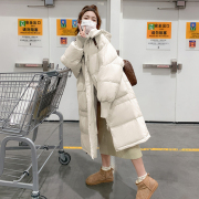 米白色中长款羽绒服女2023冬季韩版加厚小个子温柔风过膝外套