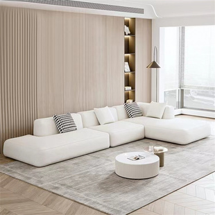 北欧简约现代意式极简轻奢l型转角，客厅办公接待科技布组合(布组合)沙发