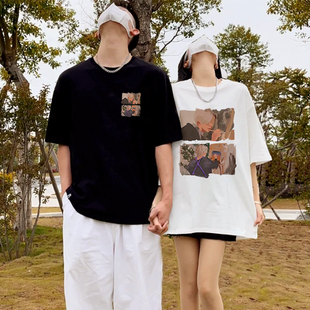 disoo不一样情侣装夏装季短袖(季，短袖)2023早春潮流，特别的高级t恤套装