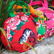 丹凤创意大花布手工包包简洁手提包方便购物袋环保袋圆挎包六色