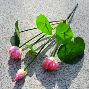 单支仿真荷花莲花荷叶，把束小假花塑料，花荷花荷叶一体装饰小把束花