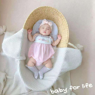 ins新生婴儿编织手提篮编织睡篮外出便携式宝宝，摇篮床拍照草编篮