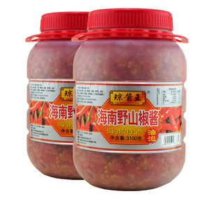 海南特产琼酱王野山椒辣椒酱，3100g油泡特辣蒜蓉，香辣小米剁椒商用