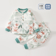 婴幼儿保暖内衣套装婴儿衣服秋冬夹棉分体棉服宝宝薄棉纯棉打底衣