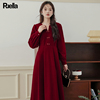 拉夏贝尔Puella新中式复古国风红色连衣裙子女小个子订婚日常礼服