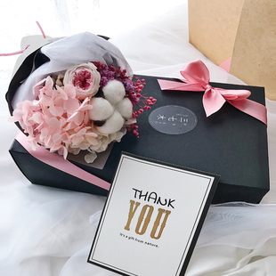 创意干花小花束礼盒黑玫瑰永生花送男友闺蜜生日礼物上海保鲜花