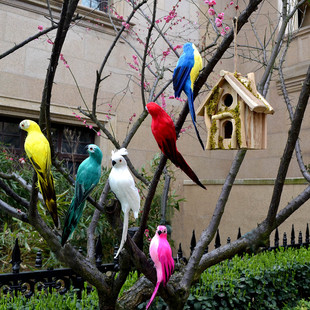 仿真鸟羽毛小鸟鹦鹉假鸟模型，摆件花园家居，装饰景观造景工艺品挂件