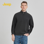 jeep吉普立领半拉链卫衣男款2024春秋拼接设计针织衫美式外套男士