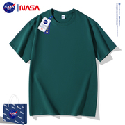 NASA联名纯棉短袖t恤男女情侣宽松重磅纯白色体恤oversize打底衫