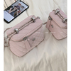 粉色丝绒包包女2023潮，时尚小香风菱格链条，包百搭斜挎包小方包