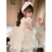 日本oemg连衣裙儿童吊带网纱裙子，小童公主蛋糕裙女童婚纱礼服演出