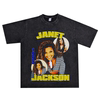 美国流行歌手珍妮·杰克逊janetjack水洗做旧t恤短袖男女宽松